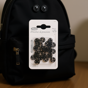 Ilan Chiusure a scatto 10 mm in plastica nera, 12 pezzi, per abbigliamento e borse - Product Image 3