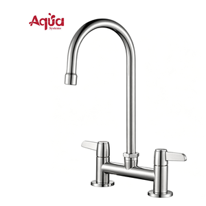 <b>Deck</b>-mounted Kitchen Faucet SS304 Kitchen Faucets Dual Handle Sink Kitchen Mixer Brass Faucet Commercial for Hotel Bar Hospital - Product Image 1