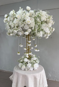 Centre de table de mariage de luxe en crème et blanc, rose et hortensia, fait main, réaliste, bouquet de mariée DIY, décorations de table, décor de table - Product Image 4