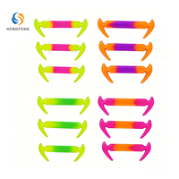 Lacets en silicone élastiques sans nœuds à dégradé de couleurs pour baskets en toile enfants et adultes