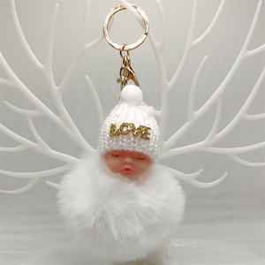 Porte-clés Poupée Bébé Endormi Colorée, Peluche Kawaii Moelleuse, Pompon, pour Femme, Breloque de Sac, Pendentif - Product Image 5