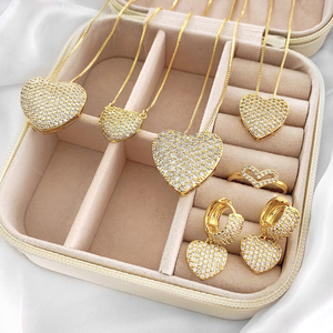 Collier Cœur Micro-Pavé en Zircon Cubique Plaqué Or, Pendentif Cœur Grande et Petite Taille, Chaîne Quotidienne pour Superposition, Vente en Gros - Product Image 2