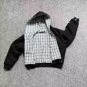 เสื้อแจ็คเก็ตสตรีทแวร์แบบซิป ดีไซน์คุณภาพสูง ผ้าสองชั้นบุด้วยผ้าฟลานเนล ด้านในเป็นผ้าเฟรนช์เทอร์รี่ เสื้อฮู้ดดี้แบบกลับด้านได้สำหรับผู้ชาย - Product Image 1