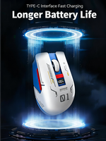 Souris ergonomique sans fil personnalisable Affichage de la batterie en temps réel 500mAh Rechargeable 2.4Ghz BT4.0/5.0 1600dpi Souris de jeu OEM