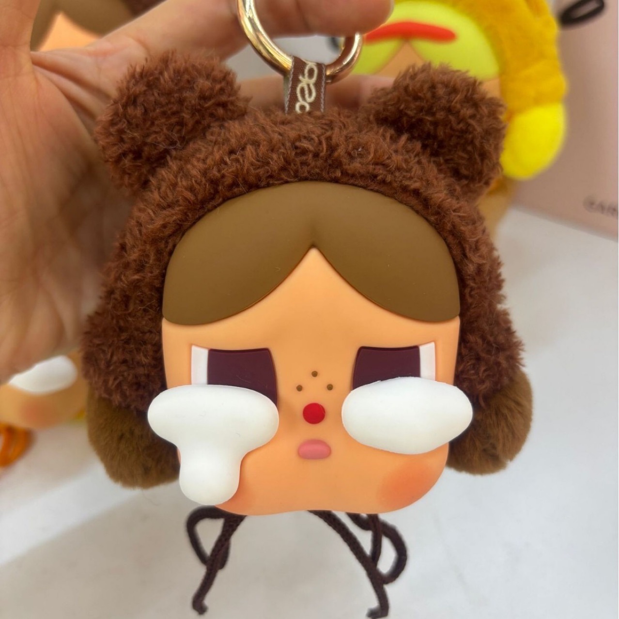 MART New Design Crying Baby Series Vinyl Face Plush Key Chain Pendant Stuffed Animal Toy with Tears Bag