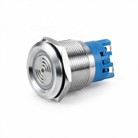 19mm 22mm LED Laute Blinkende Warnleuchte mit Summer 12V 24V Mini Rote Lampe Alarm Edelstahl Metall