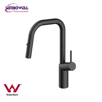 Robinet mélangeur de cuisine monocommande moderne en acier inoxydable 304 finition or brossé avec valve en céramique à levier extractible