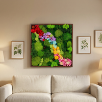 Décoration murale moderne de luxe pour maison et hôtel, peinture 3D colorée de fleurs naturelles, mousse de renne stabilisée, cadres en bois