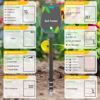 Testeur de sol intelligent YIERYI Bluetooth 8-en-1 pour PH/EC/Humidité/Température/Fertilité/Salinité avec contrôle par application pour plantes de jardin