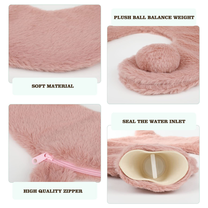bs standard u shape neck and shoulder rubber hot water bottle with plush cover