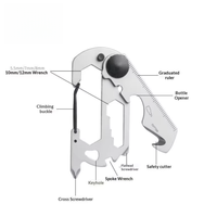 Couteau multifonctionnel de camping en acier inoxydable de qualité industrielle EDC, clip mousqueton, personnalisation OEM/ODM, facile à transporter