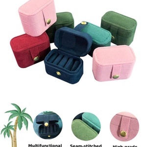 Custom Velvet Ring <b>Box</b> High Quality Mini Ring <b>Earring</b> <b>Box</b> Snap Closure Travel Jewelry Packaging Ring Custom logo - Product Image 4