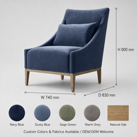 Fauteuil en velours de qualité supérieure avec coussin lombaire amovible, base en chêne massif pour salon, OEM ODM