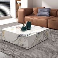 Qualité nordique pas cher prix table d'appoint moderne nordique Kaia Calacatta Viola marbre socle bloc grande table basse quadrate