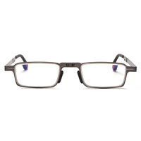 Lunettes de lecture pliantes légères de haute qualité cadre en métal gris étui Anti-lumière bleue Portable pour hommes et femmes lecteurs