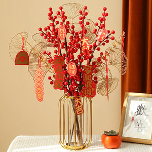 Flores Artificiales Kch Lucky Fruit, Bayas Rojas de Granada, Decoración de PVC Mixta para el Hogar, Accesorios para Bodas, Regalo de Inauguración de Casa - Product Image 2