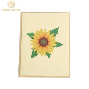 Factory Price Handmade Pop Up Butterfly And Sunflower 3D Holiday Greeting Cards