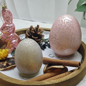 بيض عيد الفصح الزجاجي الوردي المصقول المصنوع يدويًا الأكثر مبيعًا، طقم من قطعتين مع أضواء LED لتزيين عيد الفصح - Product Image 5