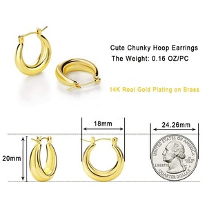 Boucles d'oreilles créoles ovales épaisses en or 14K couleur argent pour femme avec aiguilles hypoallergéniques en argent S925 - Product Image 6