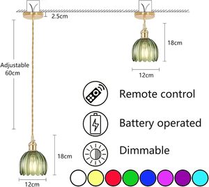 Lampadario <span class=keywords><strong>a</strong></span> <span class=keywords><strong>Batteria</strong></span>, Luce <span class=keywords><strong>a</strong></span> Sospensione Senza Fili, Lampadario Ricaricabile per Interni con Telecomando Dimmerabile - Product Image 2