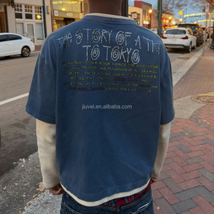 ผู้ผลิตเสื้อยืดแขนยาวแบบกำหนดเอง ลายกราฟิกแบบทำเก่า ผ้าฝ้าย 100% เสื้อยืดสตรีทแวร์สองชั้นสำหรับผู้ชาย - Product Image 3