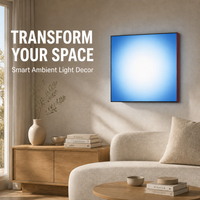 Peinture LED Minimaliste Bleue en Gros, Tableau Lumineux Ciel Bleu, Cadre Ultra-fin Carré, Décoration Murale pour Studio de Yoga