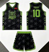 Conjunto de Pantalones Cortos y Camiseta de Baloncesto Personalizados - Negros con Ribete Verde, Impresión por Sublimación Premium, Malla de Alto Rendimiento de 180GSM