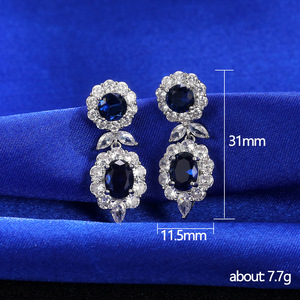 Orecchini Pendenti in Cristallo Blu Reale per Donne, Eleganti Accessori per Uso Quotidiano e Feste - Product Image 5