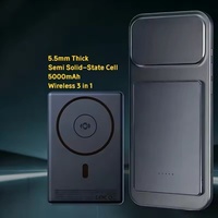 Batterie externe magnétique ultra-fine 15W en alliage métallique 5,5 mm, 5000 mAh, chargeur portable PD20W, batterie semi-solide en cobalt pur