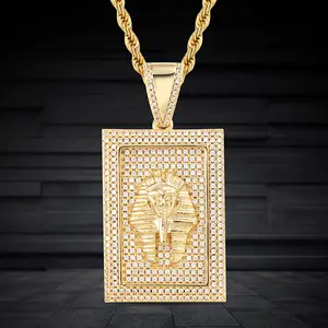 Ristar Hip Hop Jewelry The New Fashion Iced Out Cz Stone Egyptian Pharaoh Solid Pendant Necklace