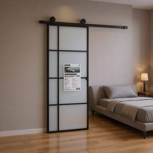 Porte coulissante en verre dépoli ESG en aluminium noir 29,9x80,7 Design moderne intérieur - Product Image 3