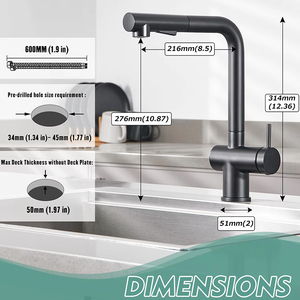 Paslanmaz çelik mutfak musluk uzatılabilir duş lavabo bataryası dokunun düşük basınçlı dönebilir mutfak musluk - Product Image 5