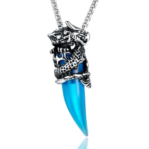 New Stainless Steel Waterproof Anti Tarnish Punk Retro Wolf <strong>Tooth</strong> <strong>Charm</strong> Pendant Punk Jewelry Necklace Gift for Men - Product Image 3