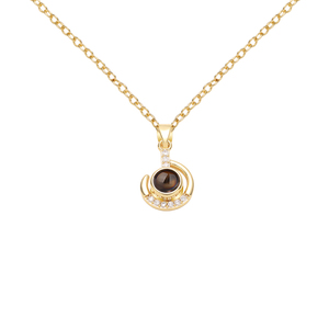 Collar de Moda con Colgante de Sol <span class=keywords><strong>y</strong></span> Luna de Cobre con Proyección de Foto Personalizada de Zirconia, Te Amo, para Mujer - Product Image 6