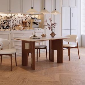 2026 Großhandel Moderner Esstisch aus Massivholz mit Steinplatte und Stühlen für Esszimmer und Büro - Product Image 4
