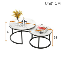 Ensemble de meubles de salon de luxe moderne en bois : table basse centrale et table d'appoint de canapé, étagère de chevet peu encombrante pour appartement