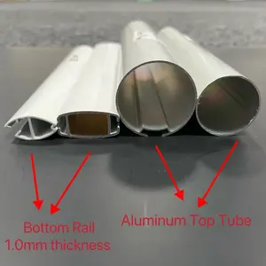 Composants de stores roulants de 38mm, tube en aluminium de 0.8mm/1.0mm/1.2mm d'épaisseur, profil supérieur, prix d'usine en gros