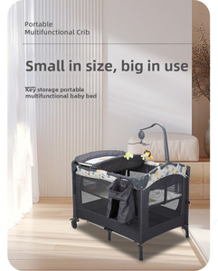 Lit bébé pliable multifonctionnel de qualité supérieure avec table à langer et fonction d'ajout au lit parental, pour 0-36 mois, structure métallique - Product Image 6