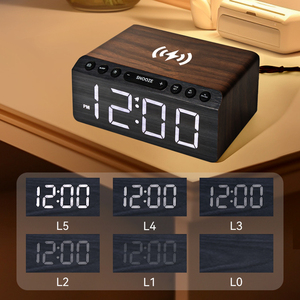 Sạc Giường Đêm Thông Minh Cạnh Giường Ngủ Bàn FM LED Máy Tính Để Bàn Đài Phát Thanh Bảng Điện Báo Động Gỗ Đồng Hồ Kỹ Thuật Số Với Sạc Không Dây - Product Image 4