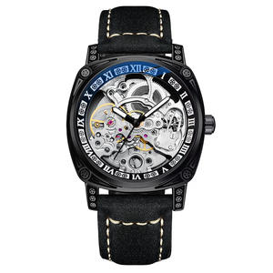 Reloj Mecánico Automático <span class=keywords><strong>Cuadrado</strong></span> de Lujo Vintage, con Correa de Cuero y Acero Inoxidable, Resistente al Agua, con Reserva de Marcha Solar - Product Image 4