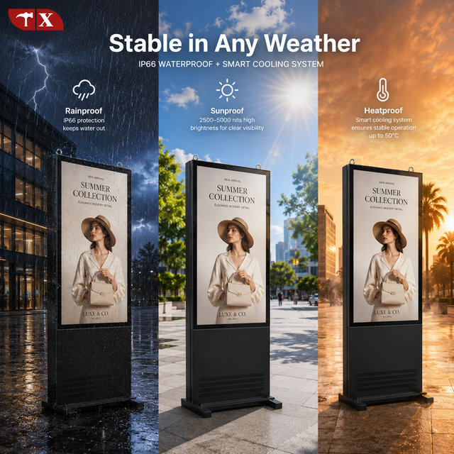 43/49/55inch Commercial Outdoor LCD Digital Signage Display 3000nit IP66 Waterproof Advertising Screen