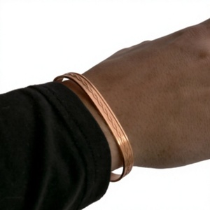 Pure Copper <b>Engraved</b> Braided Chain Wave Cuff Bracelet Luxury Handmade Personalization High Polish <b>Bangle</b> Jewelry - Product Image 1