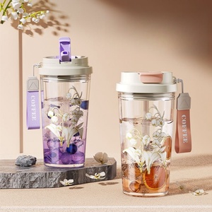 Nouvelle Tasse à Eau Écologique Lily Valley 580ml avec Paille, Mug Portable Anti-Casse pour l'Extérieur - Product Image 3