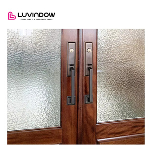 Modern Design Double Steel Roller Guide Sliding System Heavy Duty Industrial Interior Wood <strong>Barn</strong> <strong>Doors</strong> for Villa Application - Product Image 2
