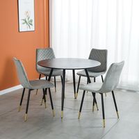 Ensemble table et chaises de salle à manger de luxe moderne pour restaurant et maison, table ronde en verre et MDF avec plateau en bois