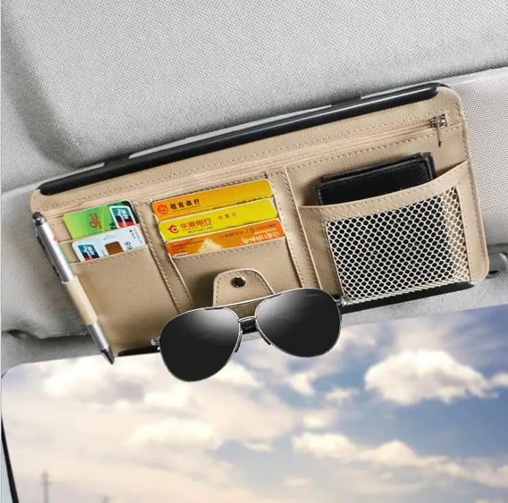 PU Auto Sonnenblende Aufbewahrung tasche Auto Brille Ticket Dokumente Ordner Handy Organizer PU Leder Auto Sonnenblende Organizer Tasche