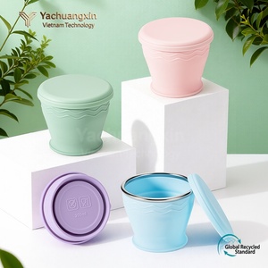 Kit de Taza Plegable de Silicona con Tapa, Reutilizable, a Prueba de Fugas, Portátil, Diseño Minimalista, Colores Pastel, Apto para Lavavajillas - Product Image 2