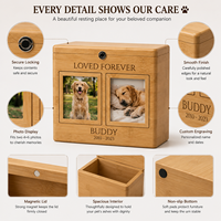 Urne funéraire élégante en bambou de qualité supérieure pour cendres d'animaux de compagnie, avec double cadre photo, pour chien et chat, cadeau commémoratif