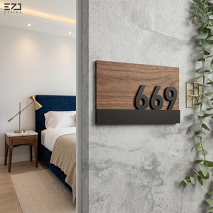 Signalétique de porte d'hôtel conforme ADA EZD, numéros de chambre 3D personnalisés OEM, <span class=keywords><strong>plaque</strong></span> murale en bois, signalisation directionnelle, plaques de porte d'appartement - Product Image 4
