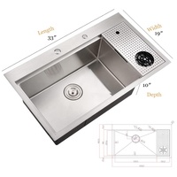 Fabricant tache Drop in SS201 Workstation Sink avec gobelet en verre Rinser éviers encastrés en acier inoxydable 304
